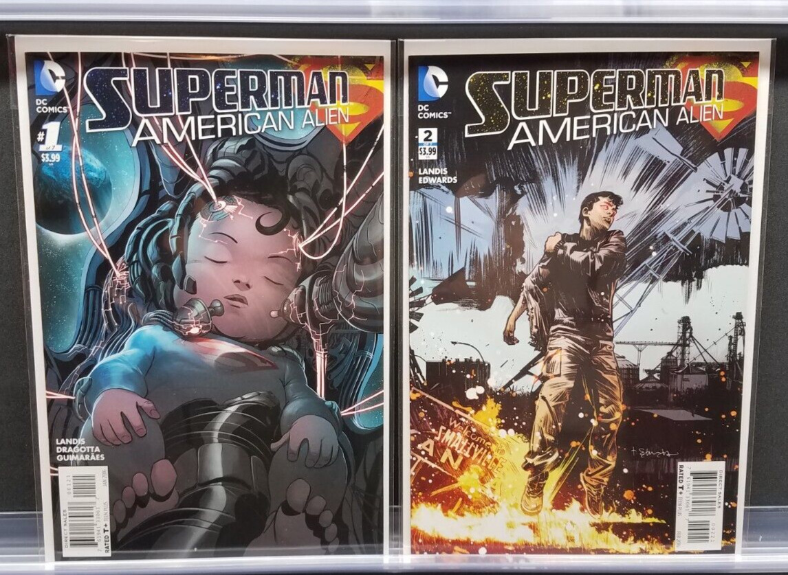 SUPERMAN AMERICAN ALIEN #1 & #2 VARIANT COVER DC 2015 1:25 DRAGOTTA / EDWARDS RI