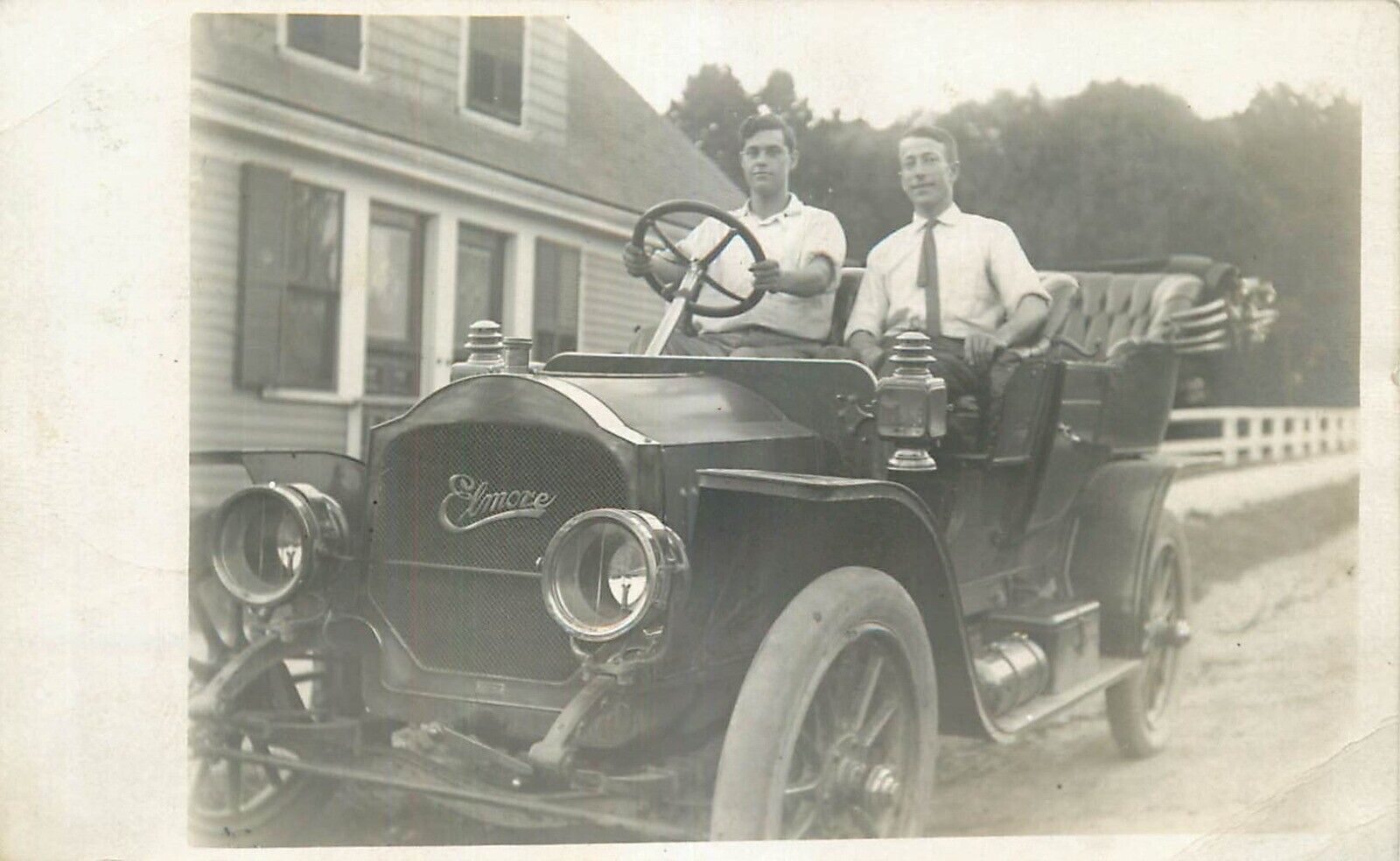 Real Photo Postcard Elmore Touring Car, Needham Heights, Massachusetts 1910