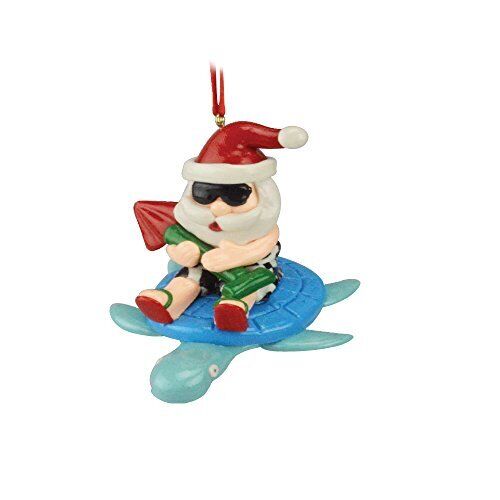 Christmas Ornaments Santa Claus Figurines Swimsuit Edition - Riding Turtle