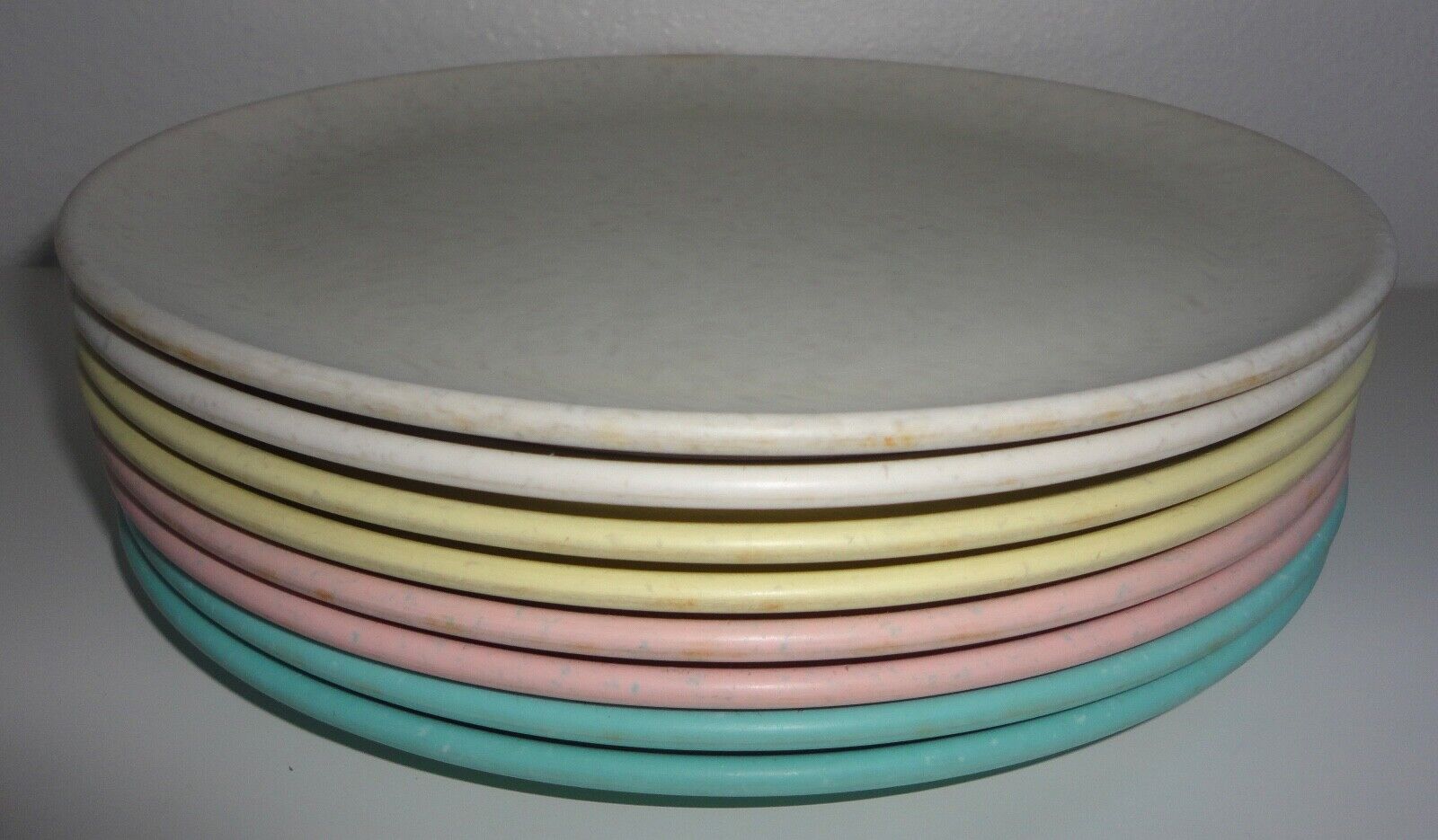 Vintage Imperial Ware Melmac Speckle Dinner Plates D-3 Melamine Set of 8