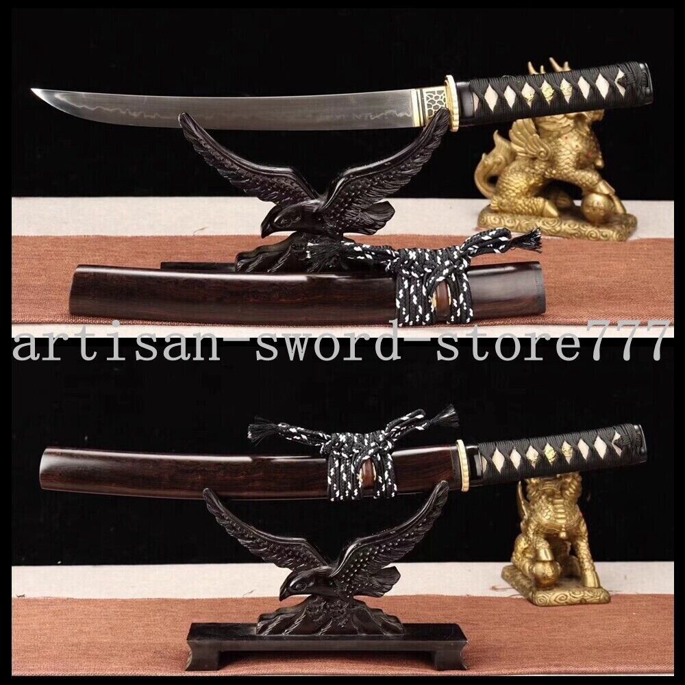 Handmade Japanese Samurai Sword tanto 1095 Steel Clay tempered Full Tang Blade