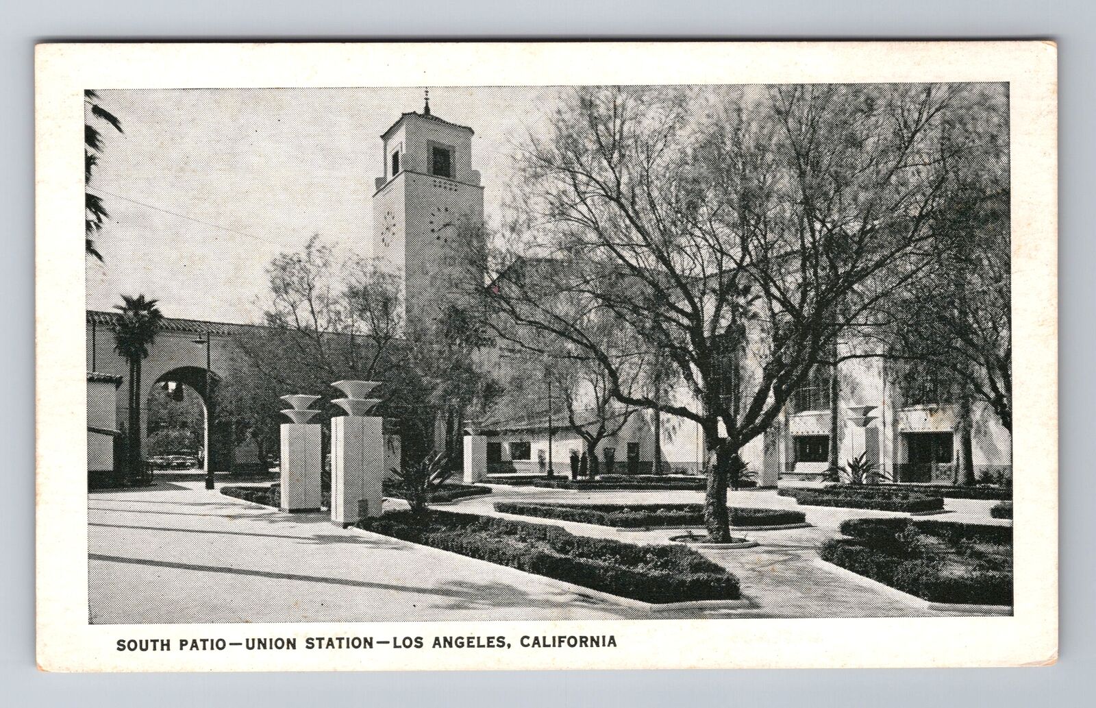 Los Angeles CA-California, Union Station South Patio, Antique Vintage Postcard