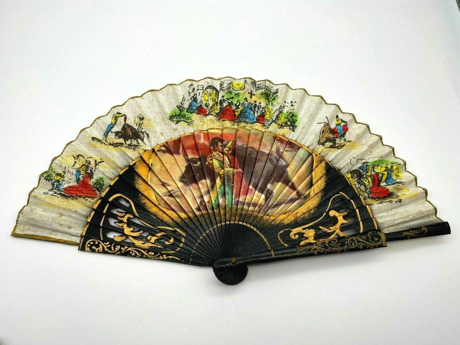Luxurious Vintage Wooden Hand Held Folding Fan from around the World Spain