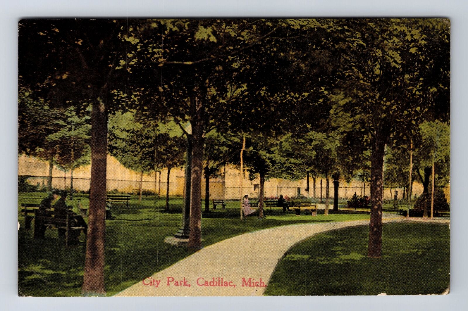Cadillac MI-Michigan, City Park, Antique, Vintage Souvenir Postcard