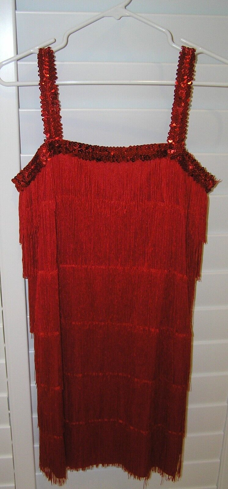 AMSCAN ROARING 20S RED SEQUIN FRINGES FLAPPER DRESS HALLOWEEN COSTUME 17\