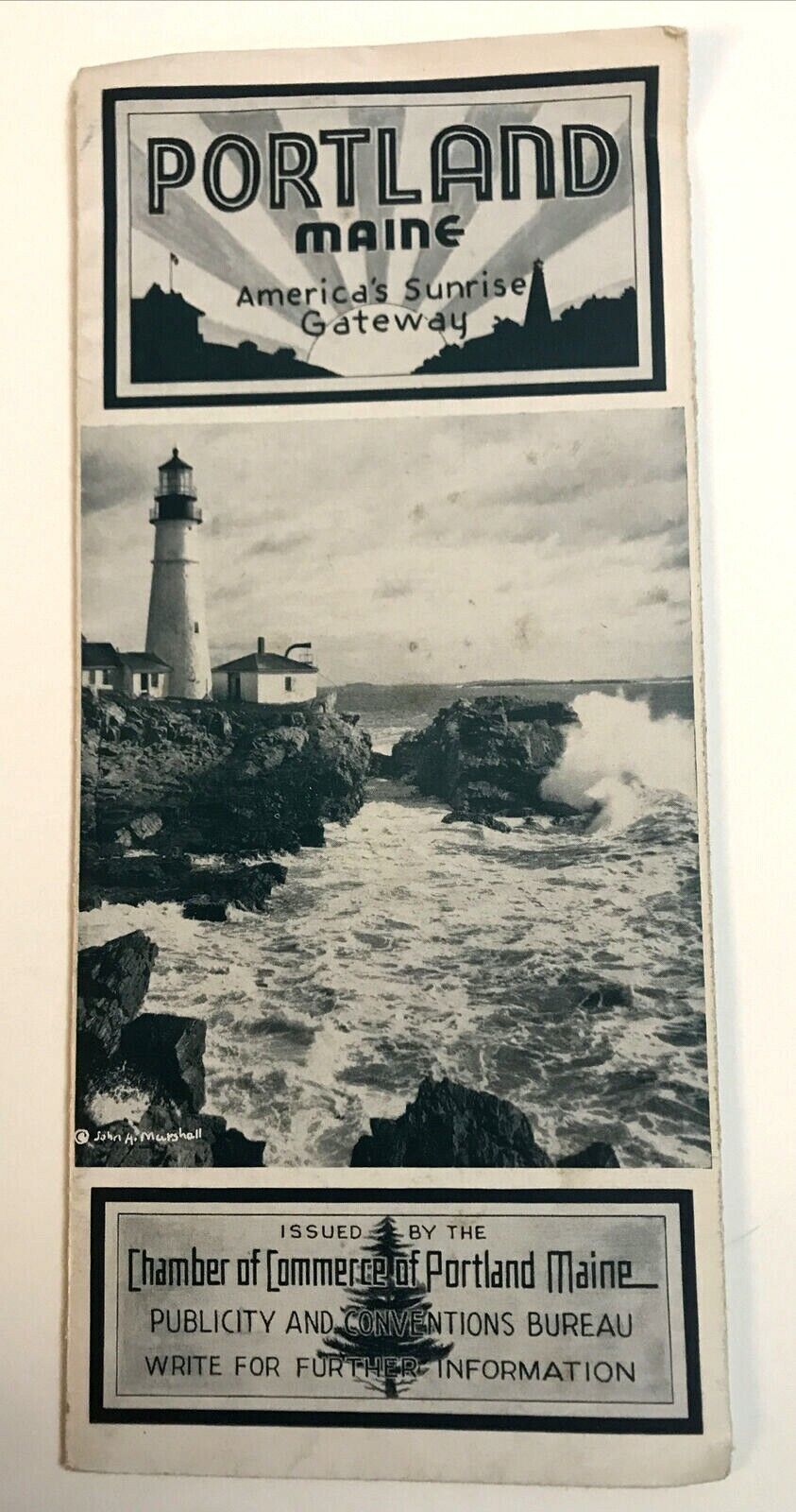 1930s Portland Maine Chamber of Commerce Advertising Travel Map Brochure