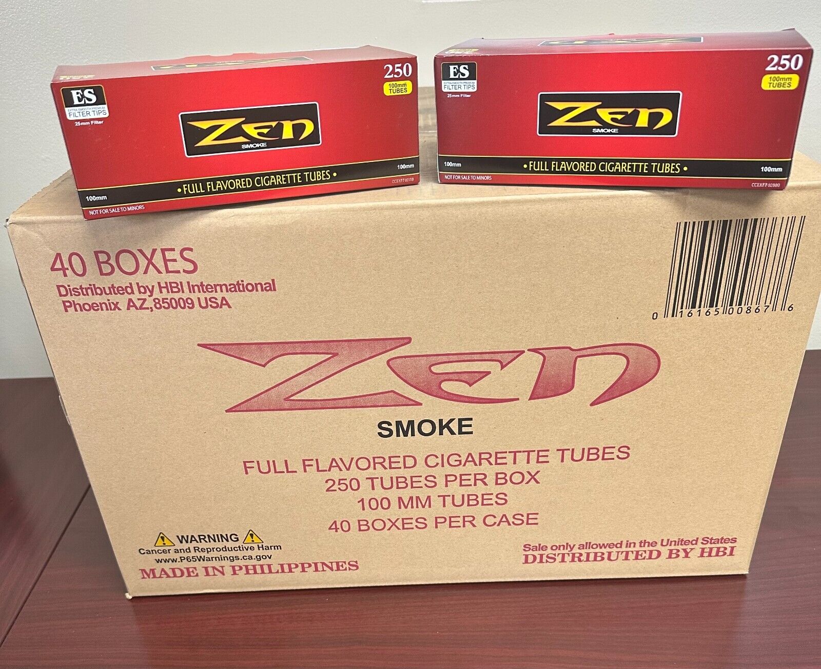 Zen Red/Full Flavor 100mm Cigarette Tubes 250ct box (40-Boxes Full Case )