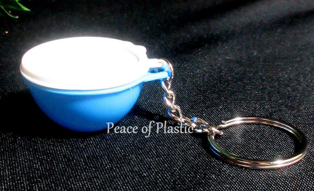 Tupperware New Miniature Thatsa Blue Bowl Keychain White Lid