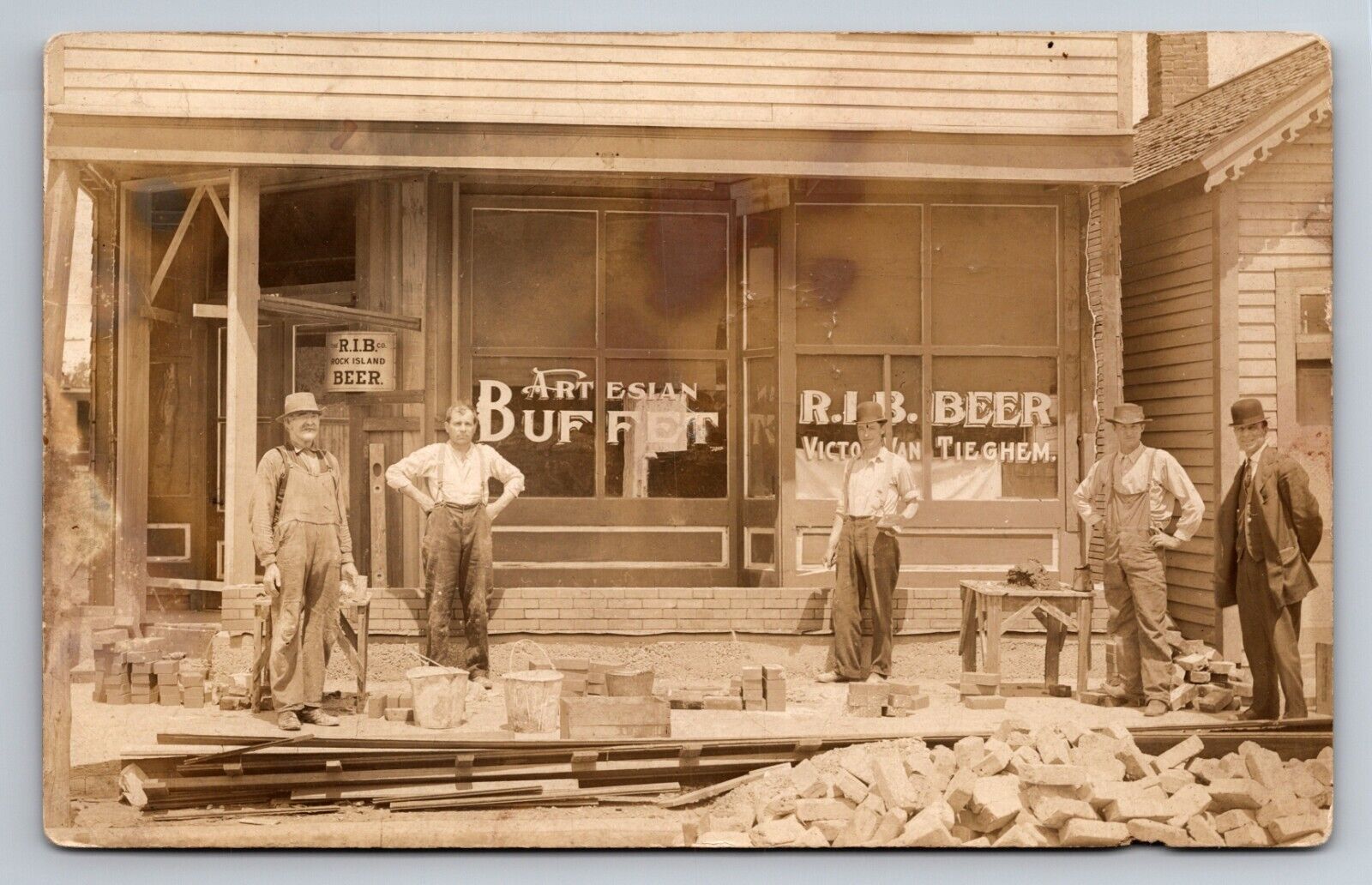 Rock Island Illinois Beer Artesian Buffet Vintage Unposted RPPC Postcard