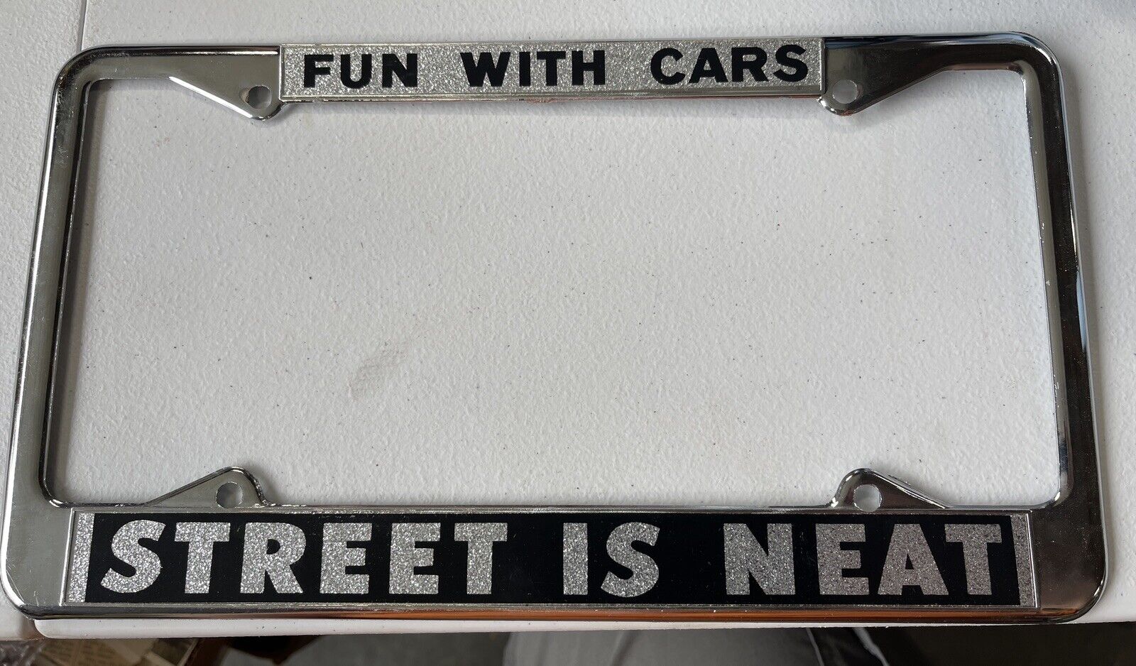 Vintage Fun With Cars Street Is Neat Chrome License Plate Frame