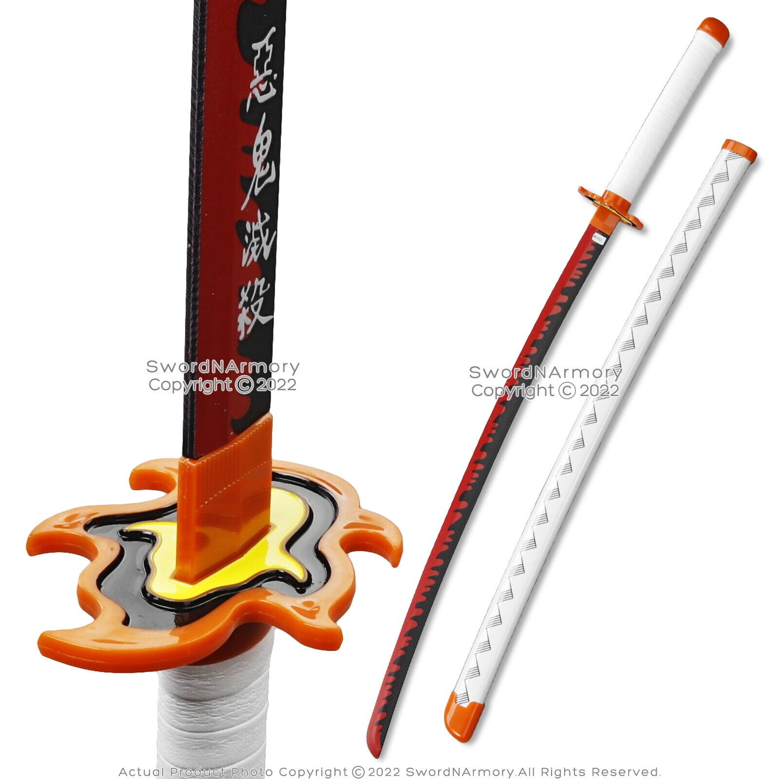 40” ABS Plastic Blade Rengoku Kyojuro Nichirin Katana Samurai Sword Demon Anime