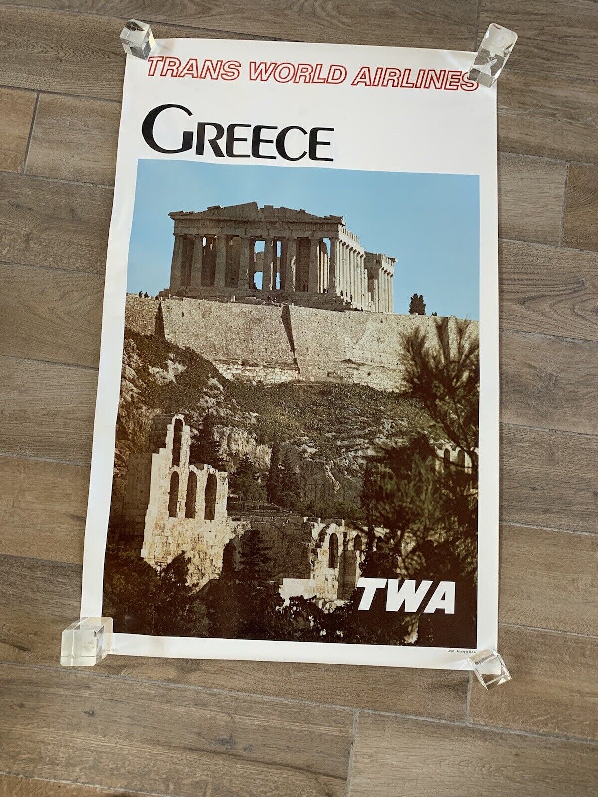 Very Rare Vintage TWA (TransWorld Airlines) 1970’s 25x40 Travel Poster-Greece