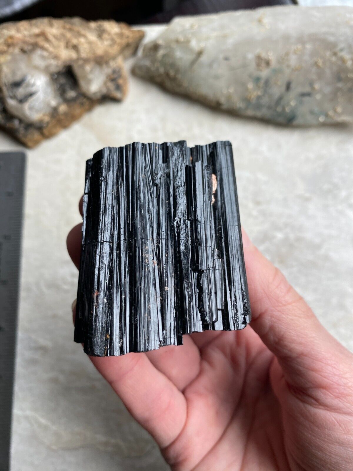 Black Tourmaline With Mica Crystals -Large Schorl Stones 147 Grams