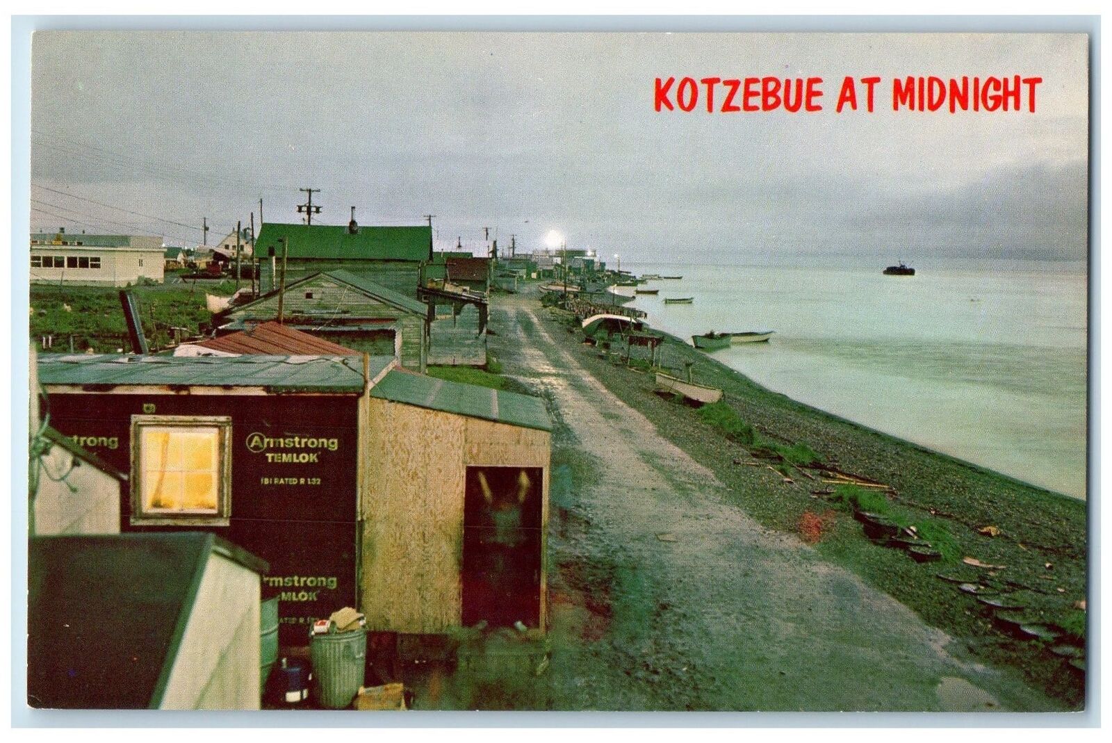c1950\'s Kotzebue At Midnight Main Street On Arctic Ocean In Alaska AK Postcard