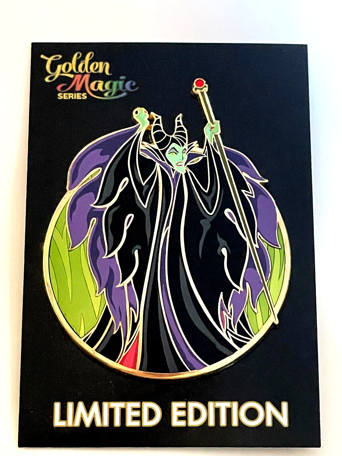 JUMBO Maleficent LE Disney Pin ✿ Evil Villain Flames Golden Magic RARE Acme Star