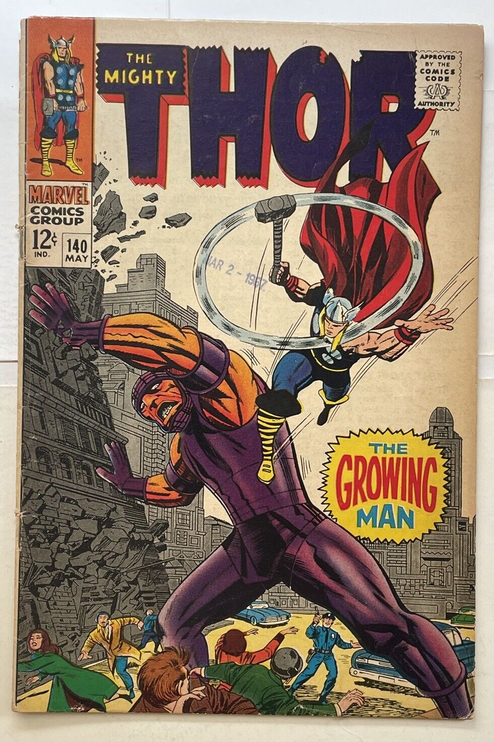 The Mighty Thor 140 Marvel Comics 1967 1st Appearance The Growing Man 