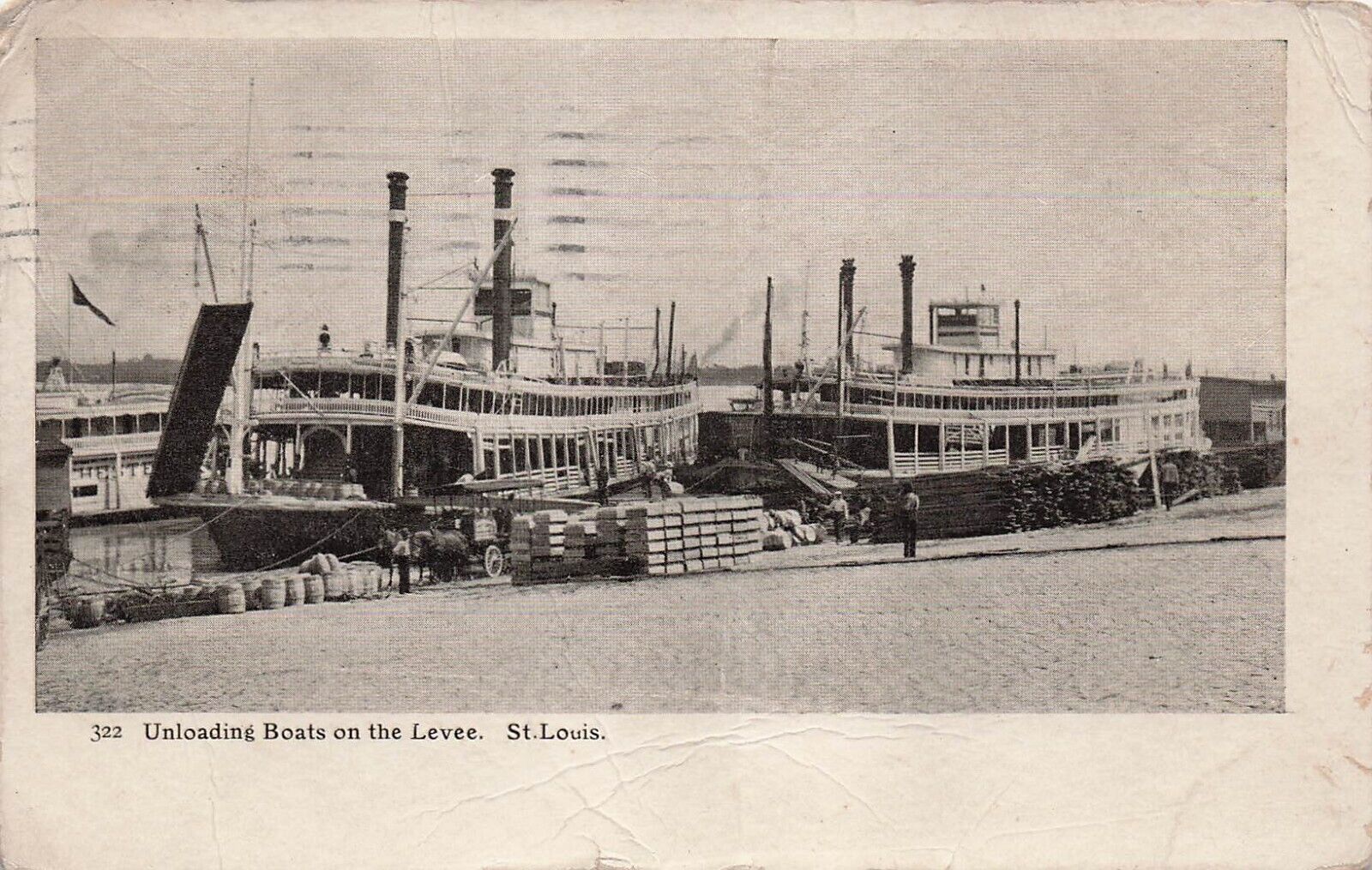 St Louis MO Missouri Harbor Steamer Tell City Steamboat Ship Boat Postcard E14