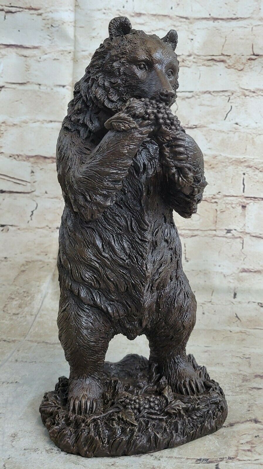 Antiqued Bronze Finish Feeding Bear Statue Signed Milo Update with the Decorativ