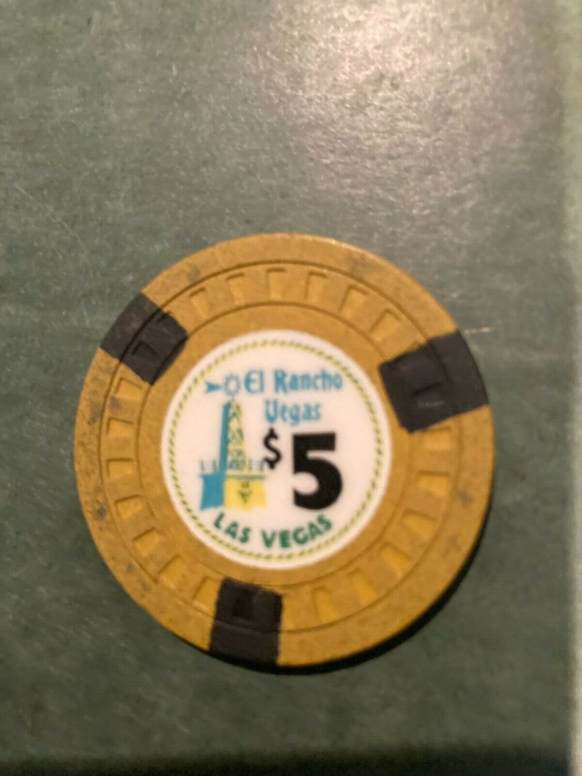 El Rancho Vegas Hotel $5.00 Casino Chip 1950's Hub Mold 1950's Las Vegas Nevada