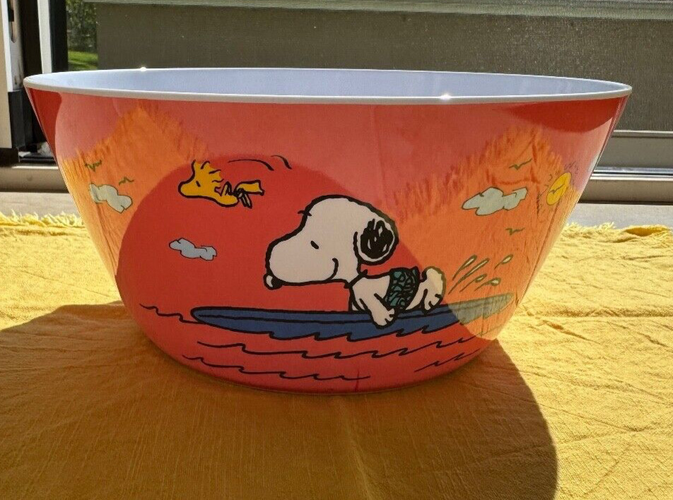 NEW Peanuts Gang Snoopy & Woodstock at the Beach, Large Melamine Serving Bowl