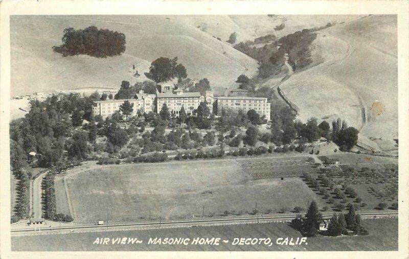 Alameda California Decoto 1950s RPPC Photo Postcard Airview Masonic 21-3216