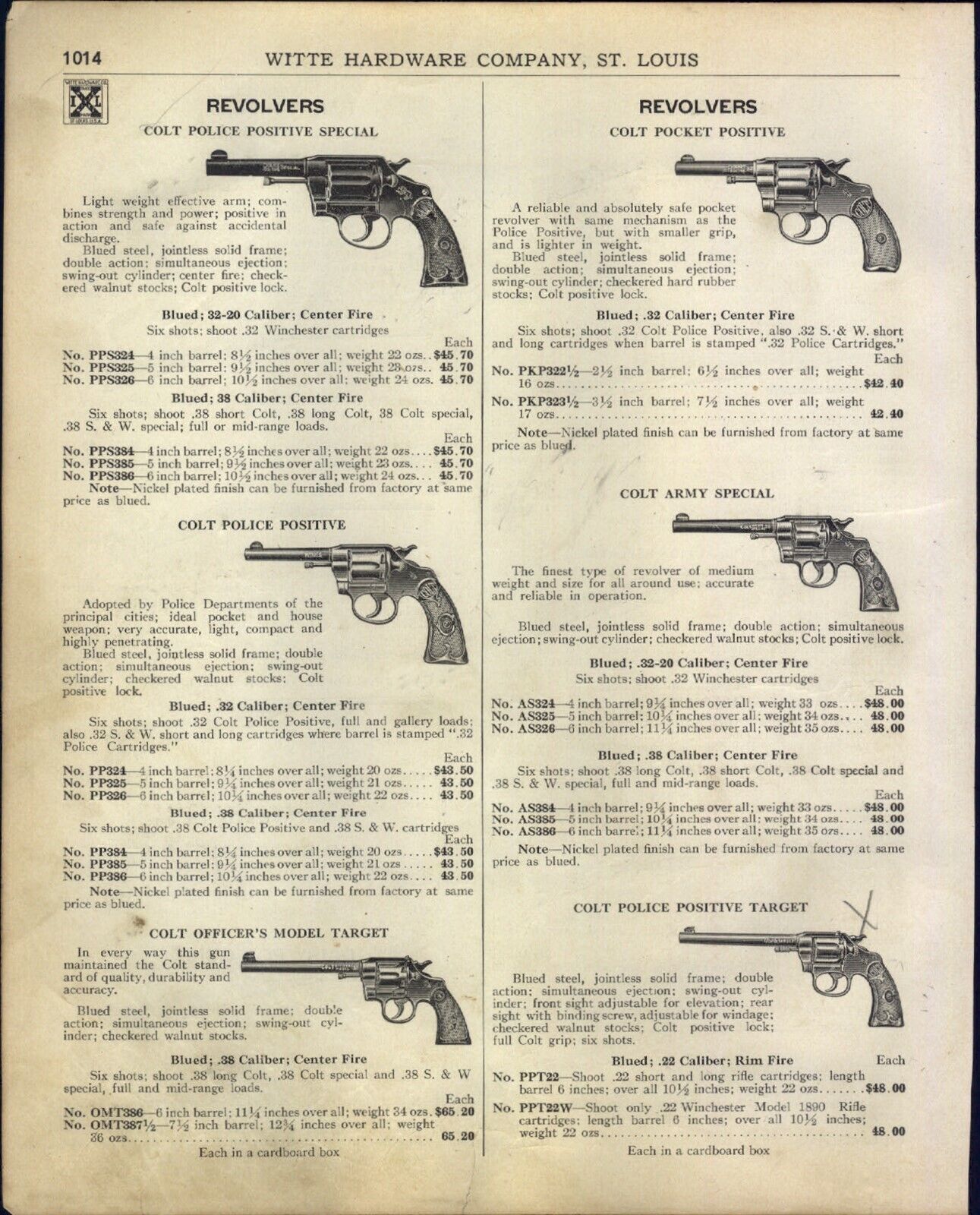 1926 PAPER AD 3 PG Colt Revolver Police Army Smith Wesson Military Positive 