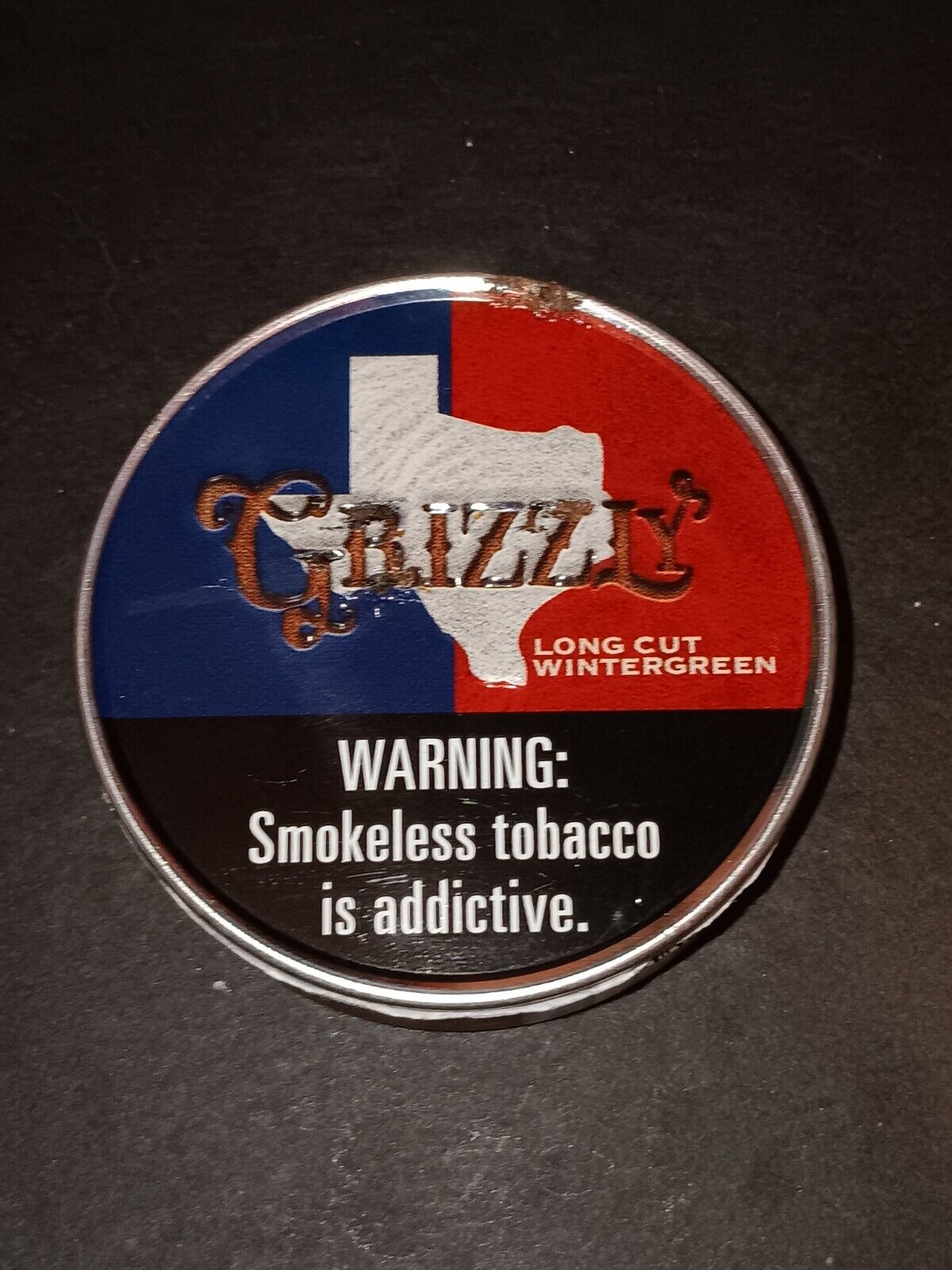 Limited Edition TEXAS COLLECTABLE Grizzly Wintergreen Tobacco Chew Can OMG