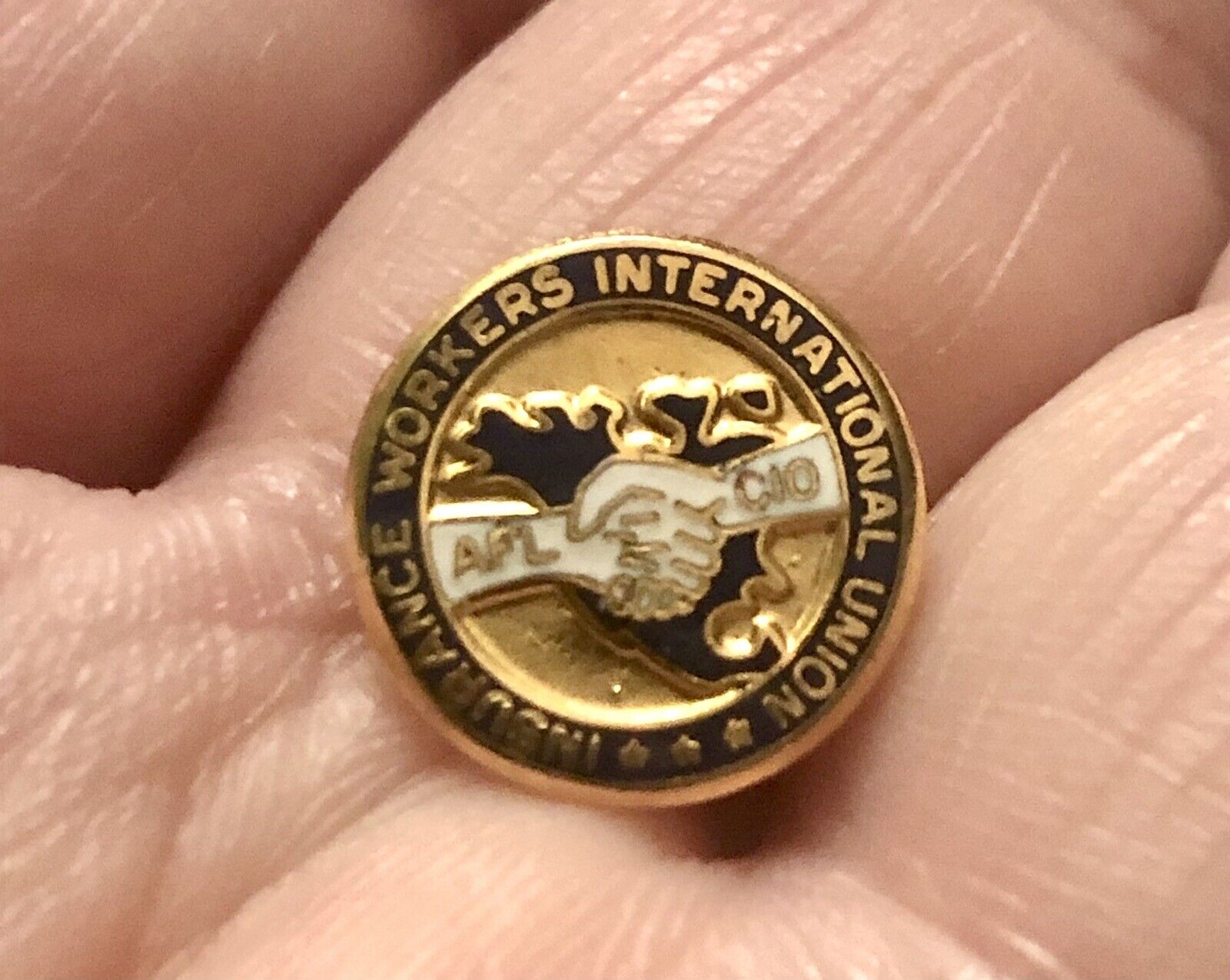 Vintage  24k Gold GP AFL CIO Trade Insurance Workers International Union Pin