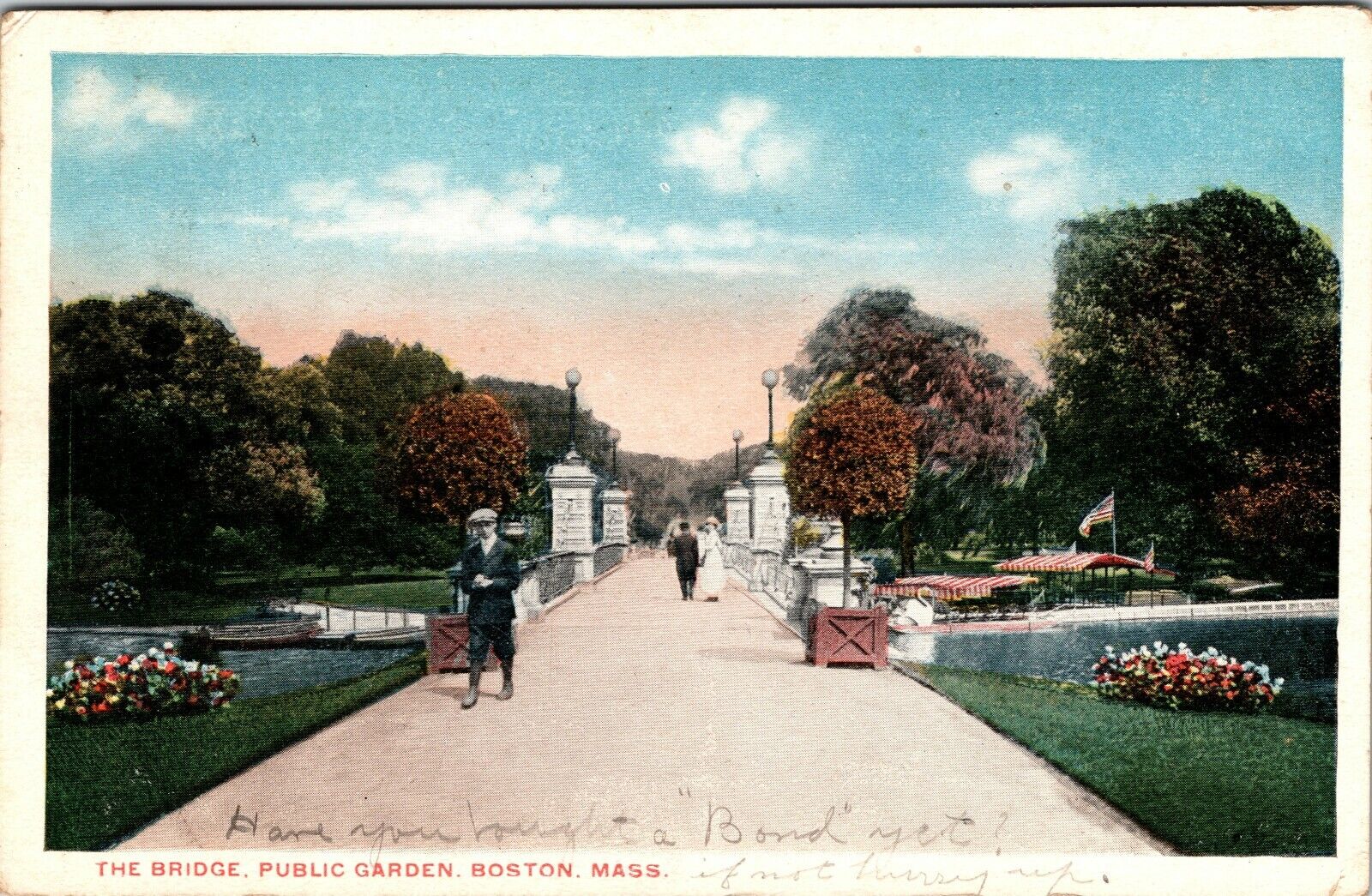 1917 The Bridge Public Garden Boston Massachusetts MA Antique Postcard