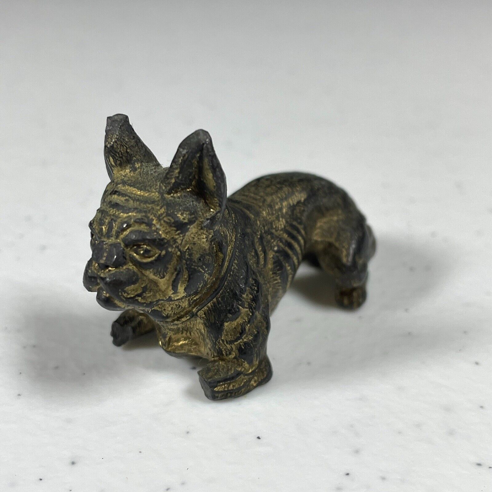 Vintage Bulldog Lead Cast Metal Figurine Souvenir Paperweight