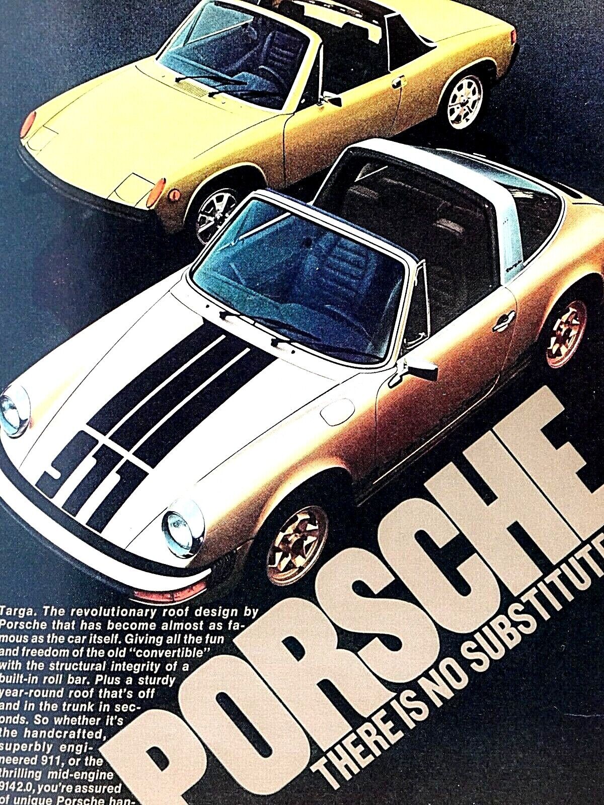 1974 Porsche 914 2.0 & 911 Targa Vintage Original Print Ad 8.5 x 11\