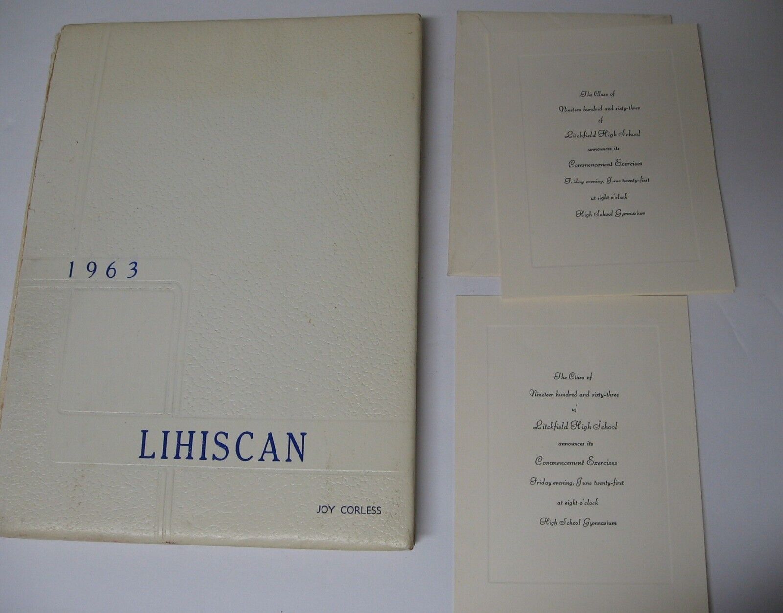 1963 Lihiscan Yearbook, Litchfield, Connecticut signed by Superintendent K. Lang