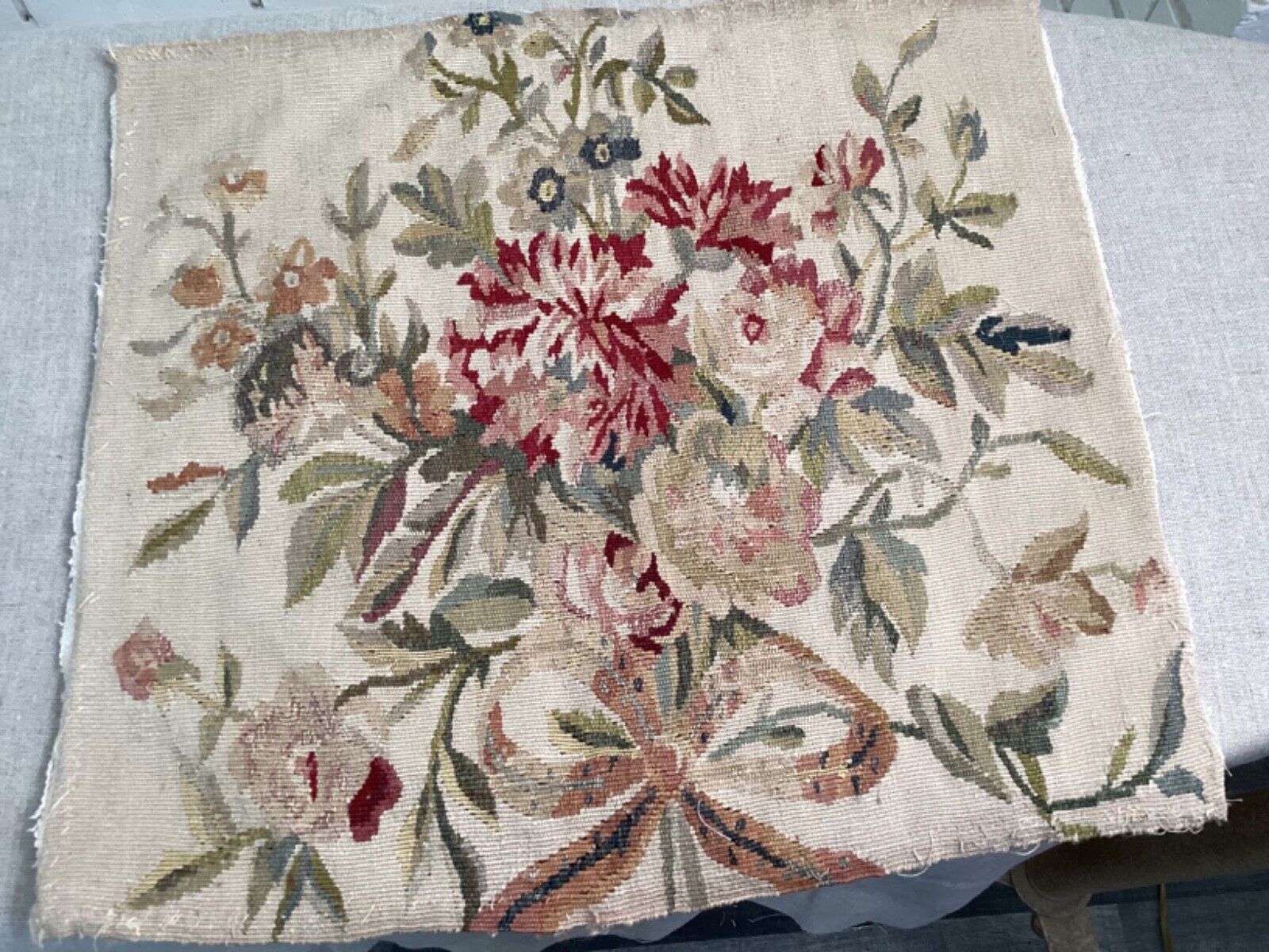 ANTIQUE VINTAGE FRENCH AUBUSSON TAPESTRY PILLOW TOP #4