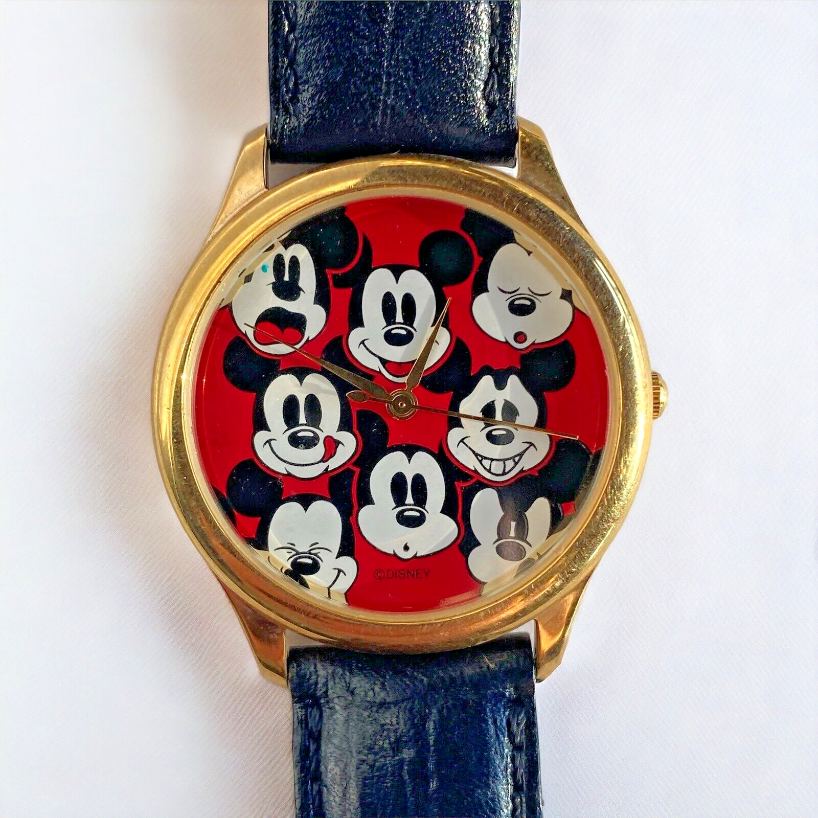 VTG 1990's Mickey Mouse Moods Faces Watch Disney Store Exclusive Red Black