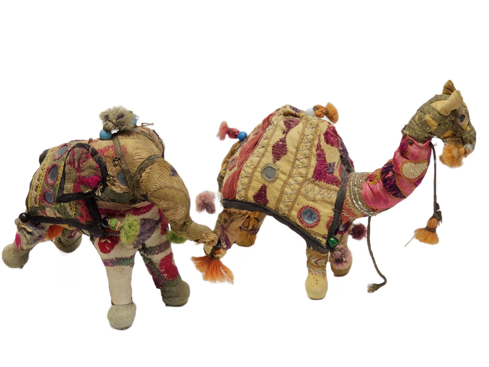 HANDCRAFTED RAJASTHAN EMBROIDERED FABRIC COVERED  STUFFED CAMEL and ELEPHANT TOY