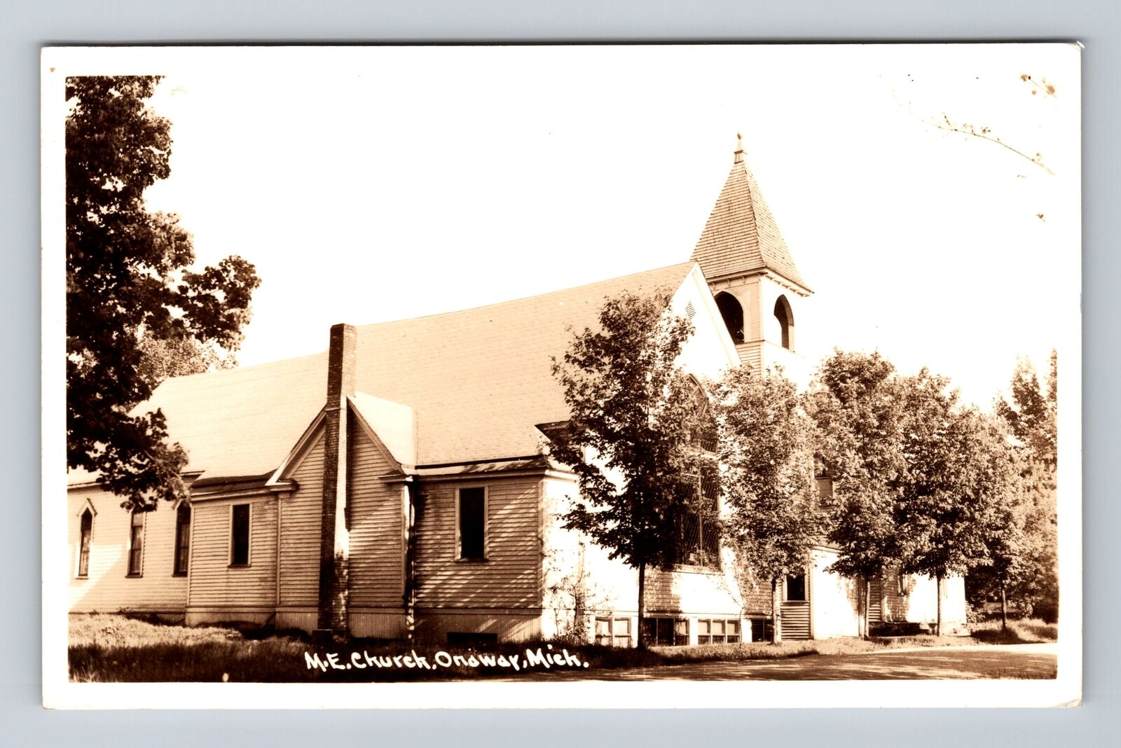Onaway MI-Michigan, RPPC, Methodist Episcopal Church, Vintage c1942 Postcard