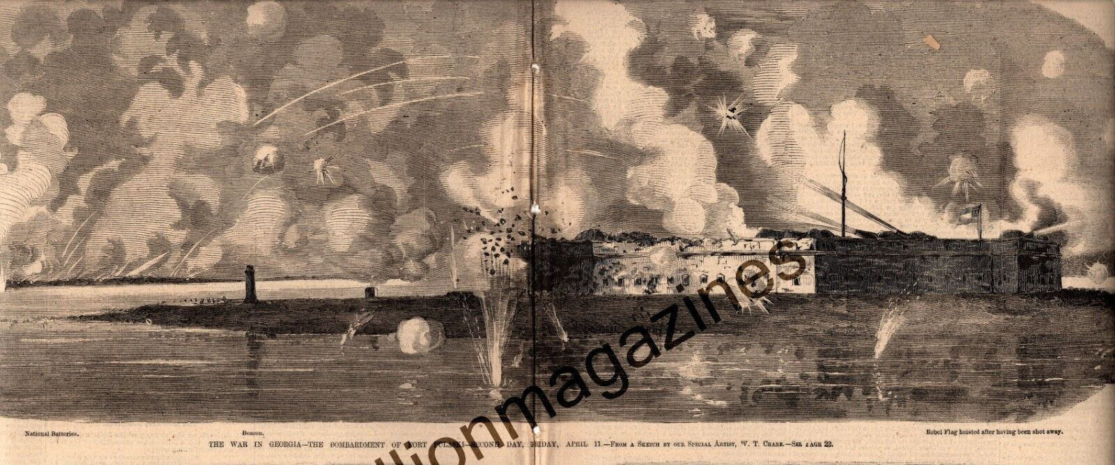 1862 Leslie's Weekly Centerfold May 3 - Bombardment of Fort Pulaski