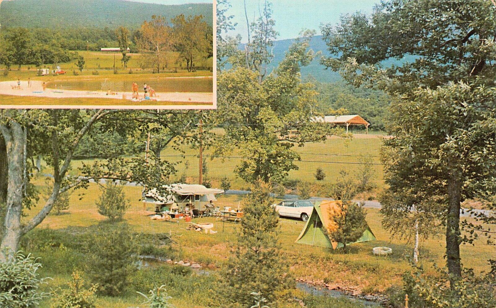 Mercersburg, PA Saunderosa Park Camping Route 456 Vtg Postcard D24