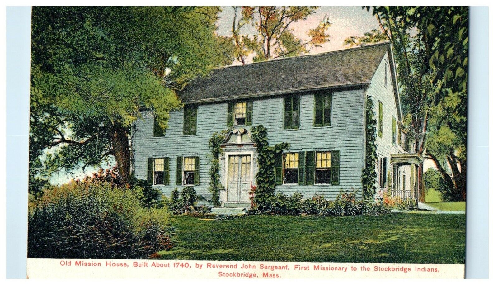 1910 Old Mission House, Stockbridge Massachusetts MA Antique Unposted Postcard