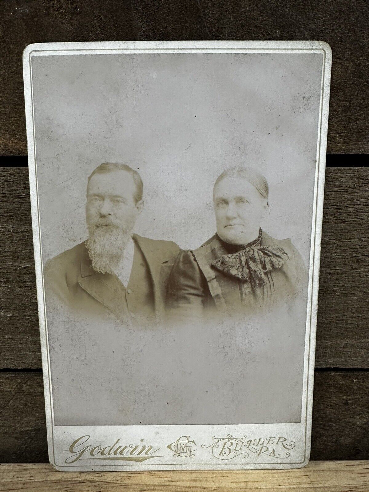 Antique Victorian Cabinet Card Of A Man & Woman By “Godwin” Butler, PA