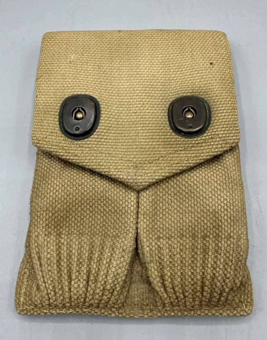 Post WWI US Army Mills 1919 .45 double mag pouch issued in WWII and soldier mark