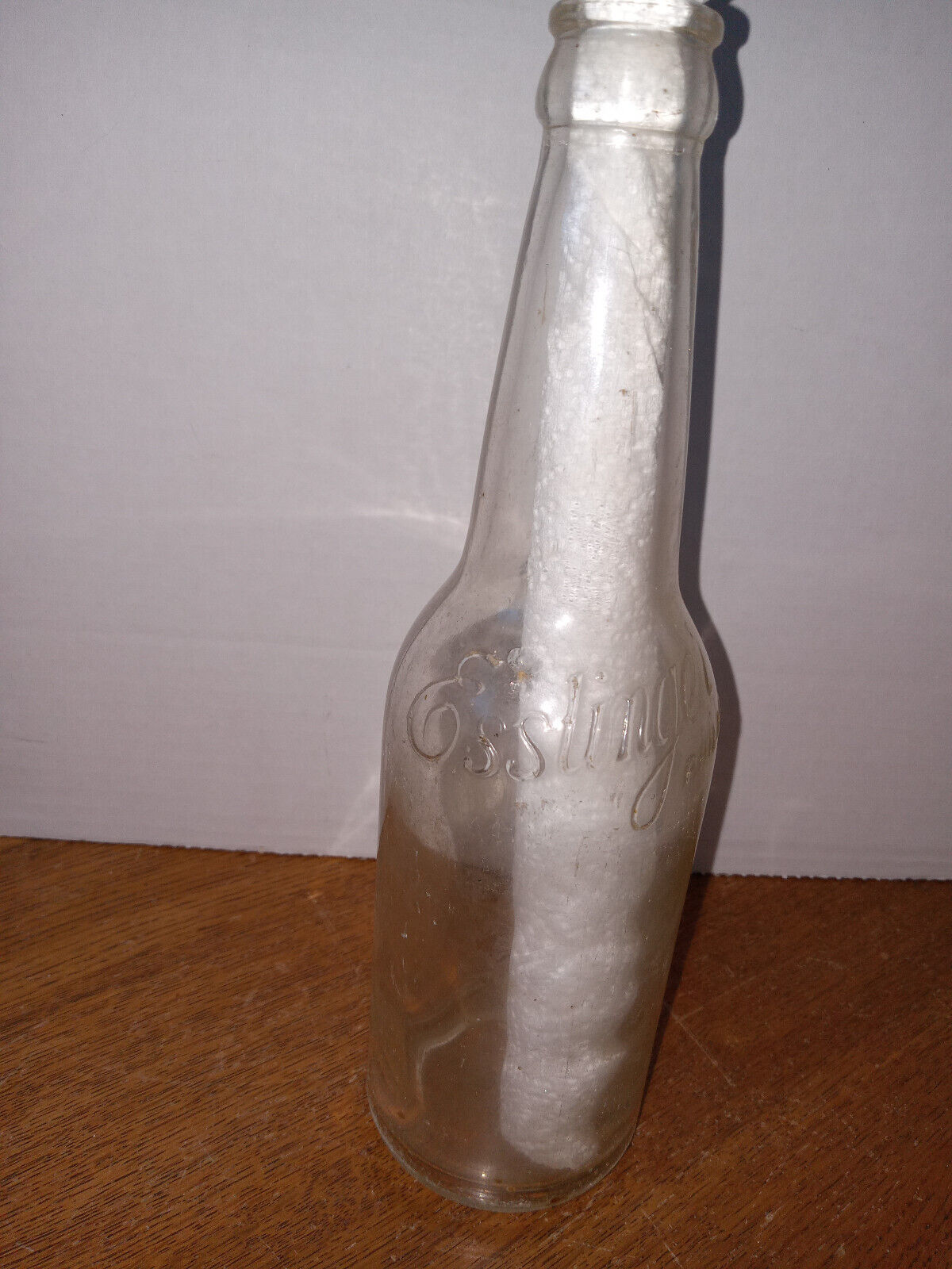 RARE Vintage Esslinger’s Philadelphia PA Clear Embossed Beer Bottle - 9 1/4”