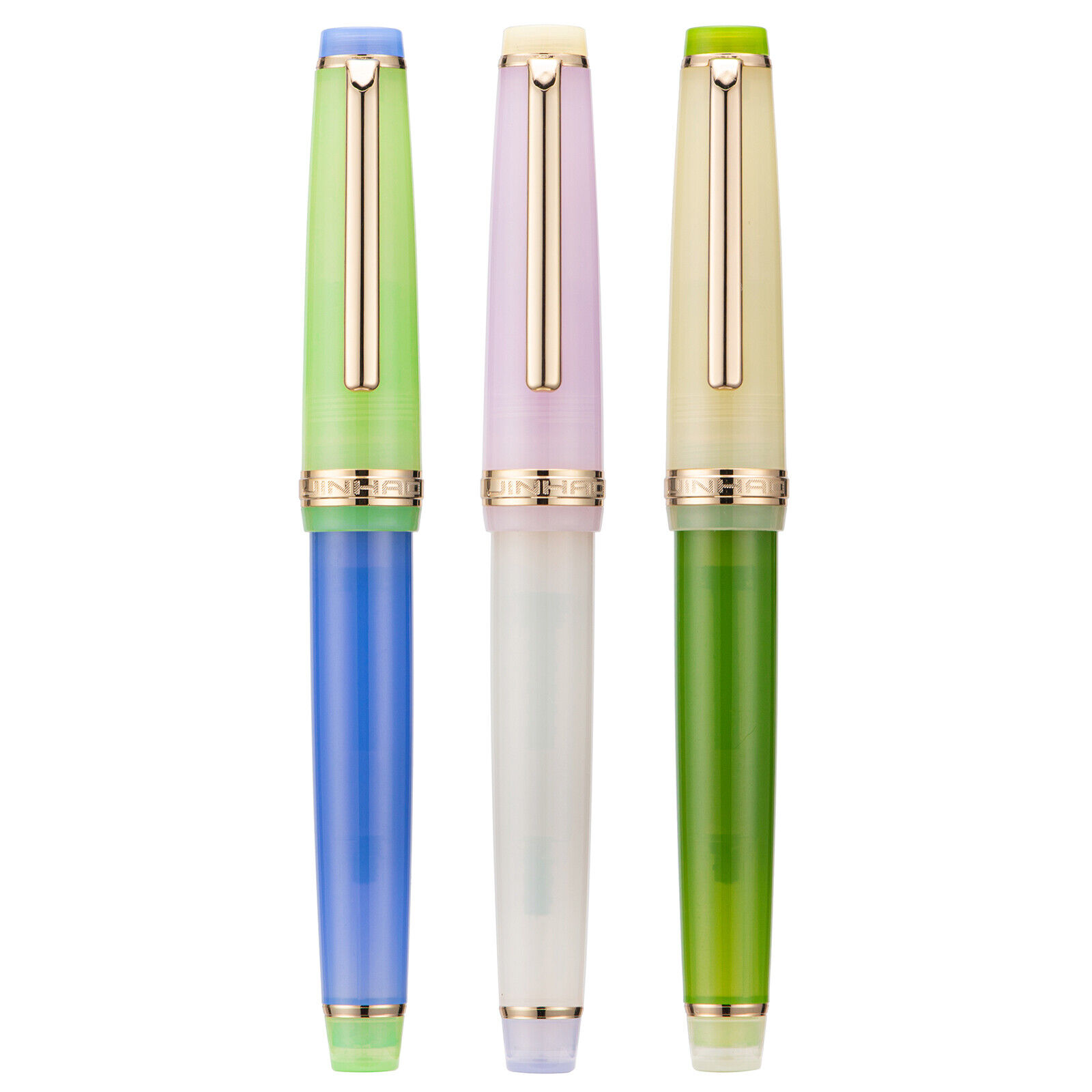3 PCS  Jinhao 82 Fountain Pen Mixed Macaron Color Acrylic EF/F/M Gold Trim Pens
