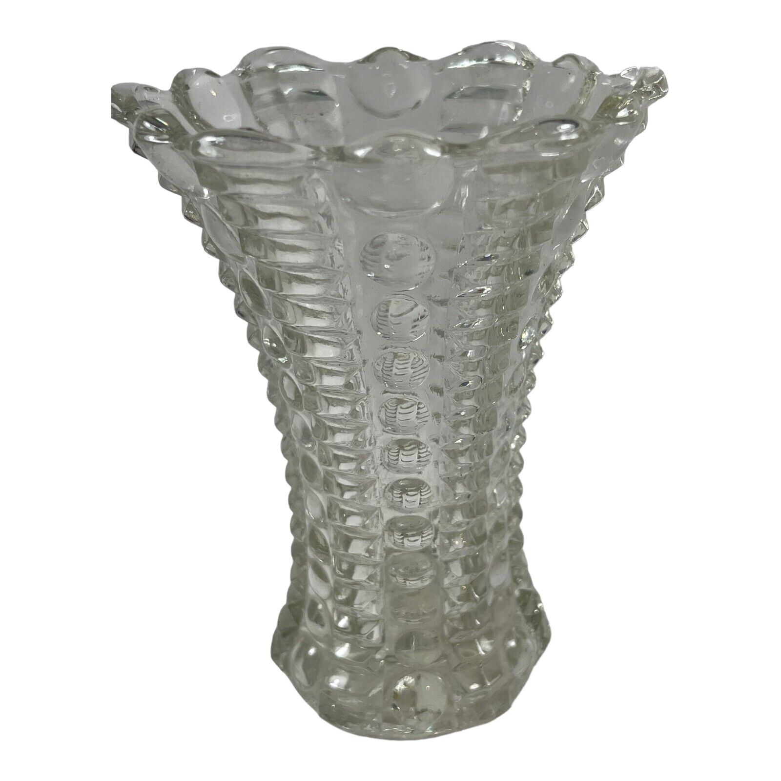 Indiana Glass Vintage Mayflower  Little Dot And Dash Flared Rim Vase