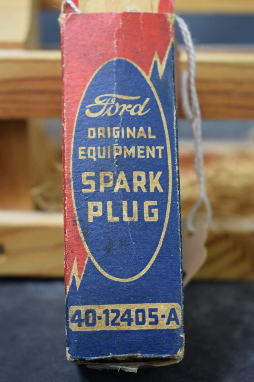 Vtg Original Ford Equipment Spark Plug Box, 40-12405-A, BOX ONLY, C-7 Champion