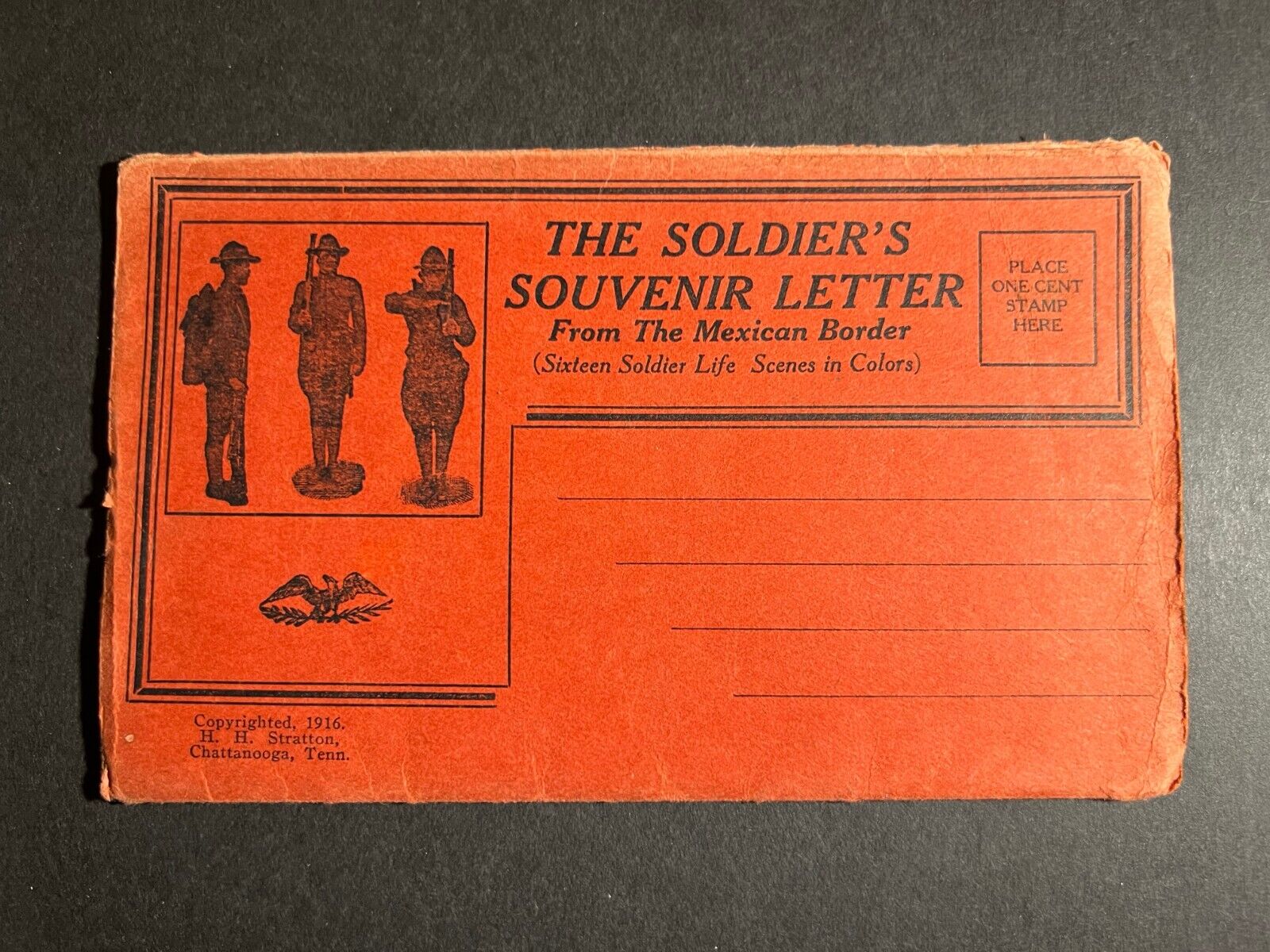 Mint 1916 USA Soldiers Souvenir Letter The Mexican Border Color Comic