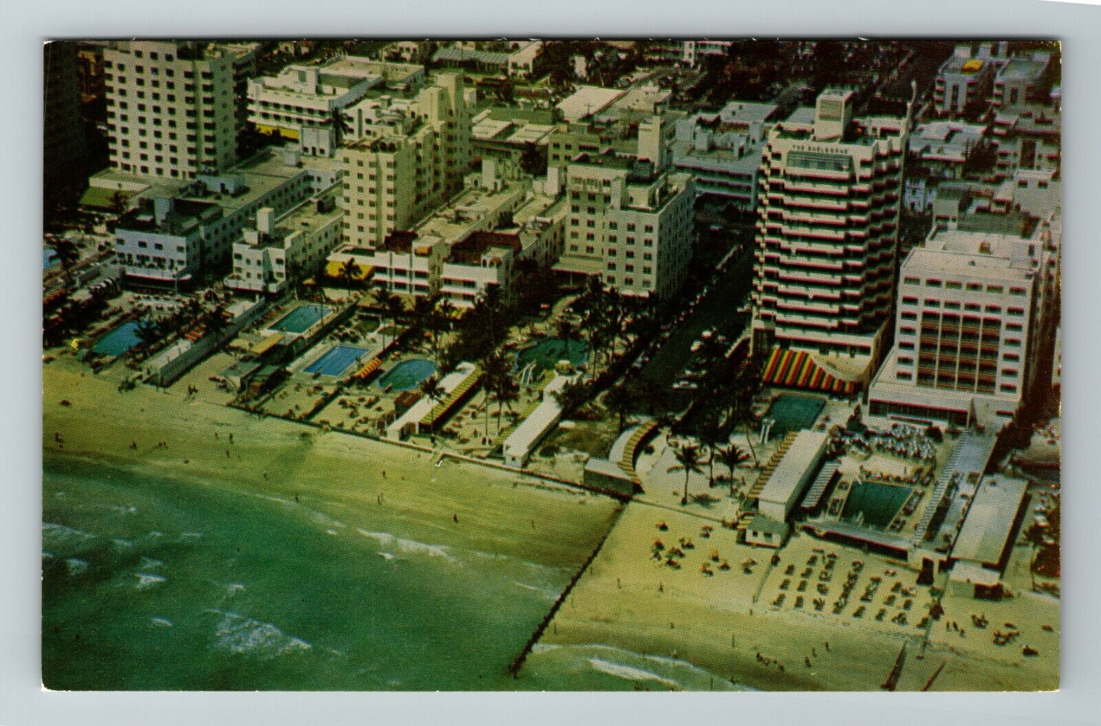 Miami Beach FL-Florida, Luxurious Oceanfront Hotels, Vintage Postcard