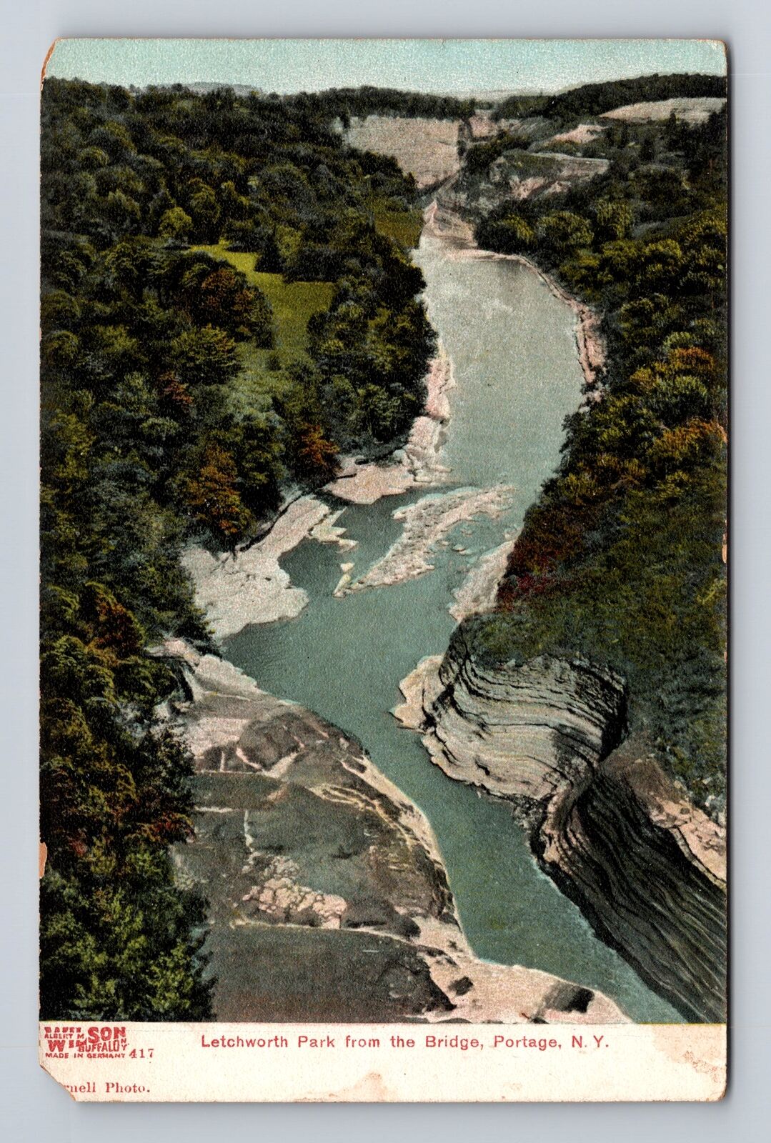 Portage NY-New York, Letchworth Park, Aerial, Antique, Vintage Souvenir Postcard