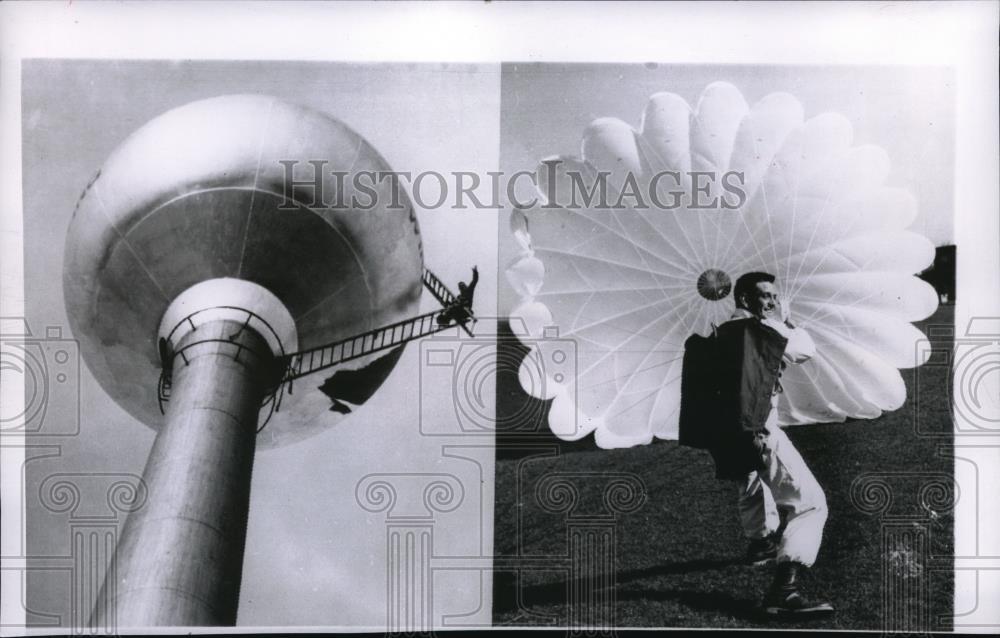 1956 Press Photo Cleveland Ohio Jumping out of airplanes isn\'t an unusual hobby