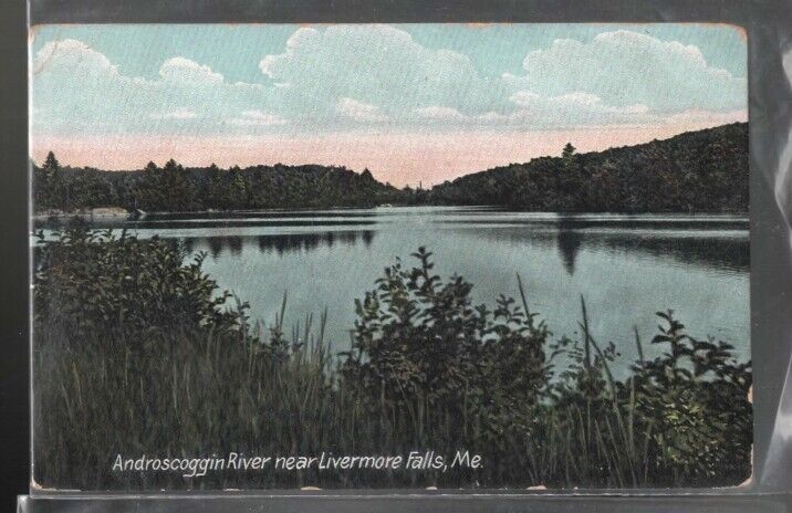 Androscoggin River Livermore Falls ME Divided Back Postcard  Posted 1915